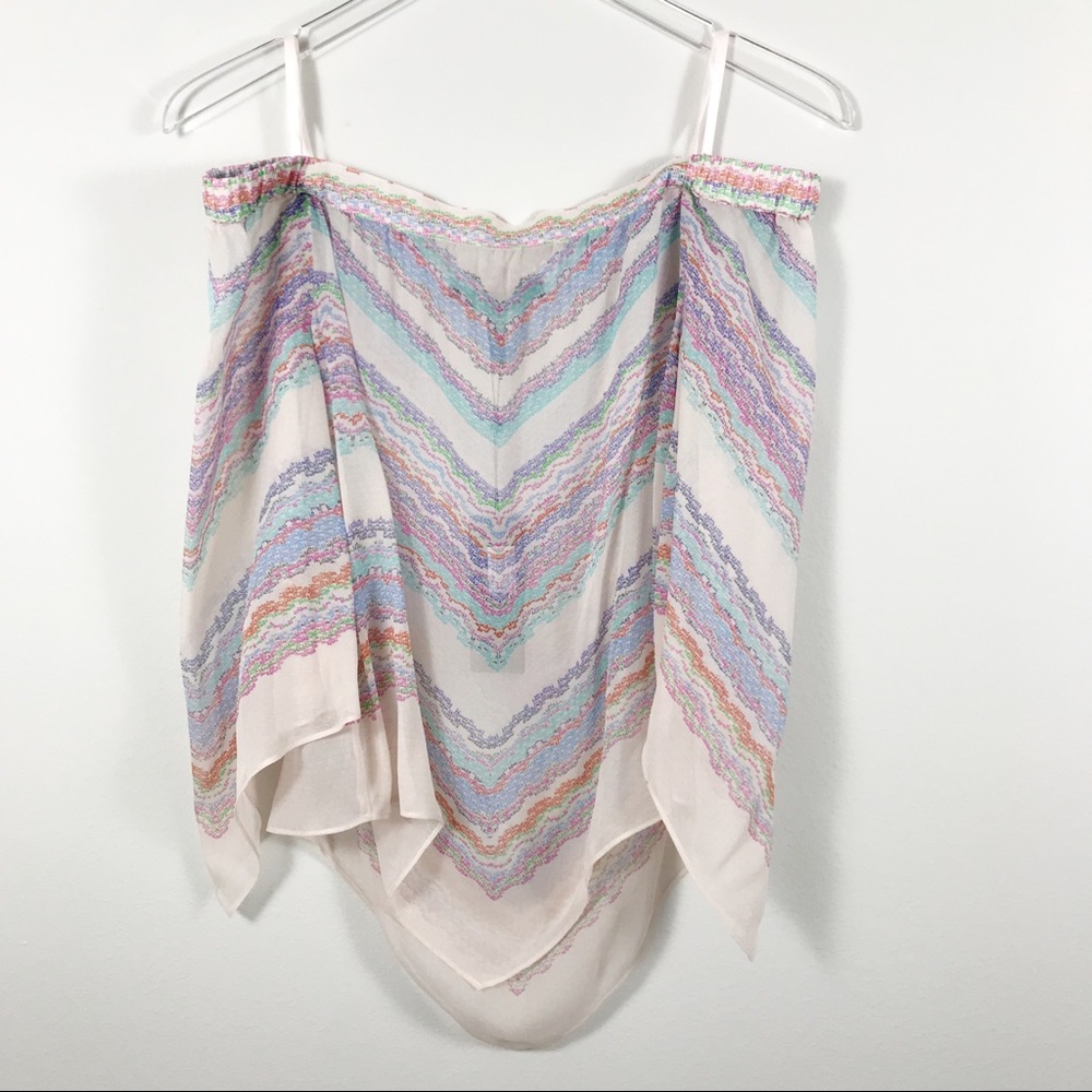 BCBG MaxAzria SILK Asymmetrical Top Off Shoulder